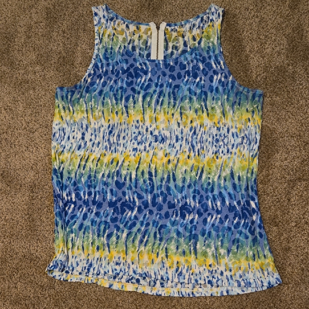 Relativity Blue and White Fitted Sleeveless Tank Top